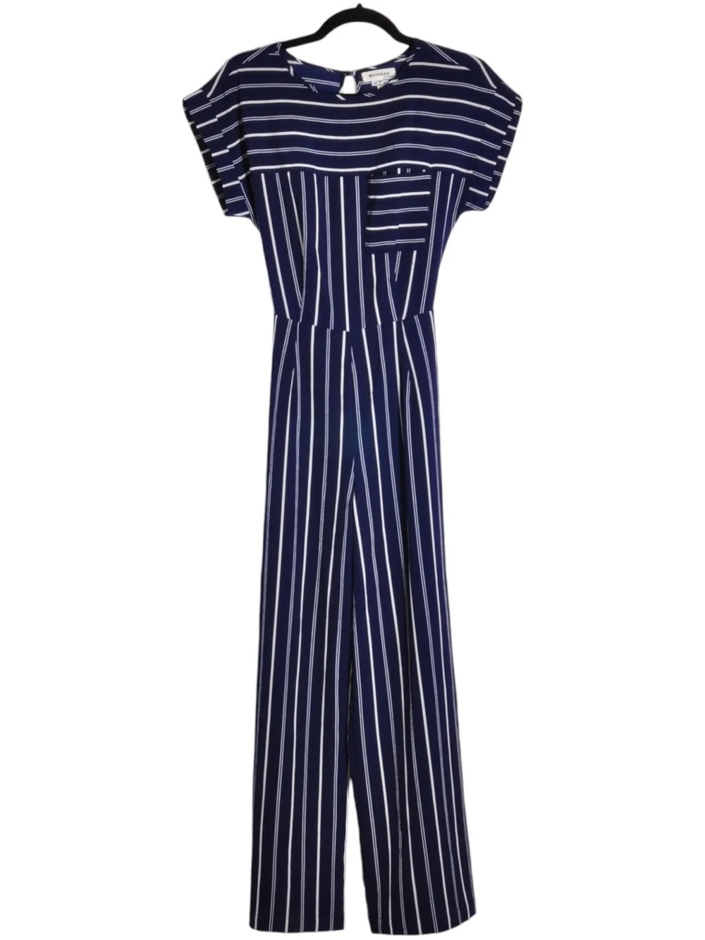 Monteau Striped Navy Wide-Leg Jumpsuit